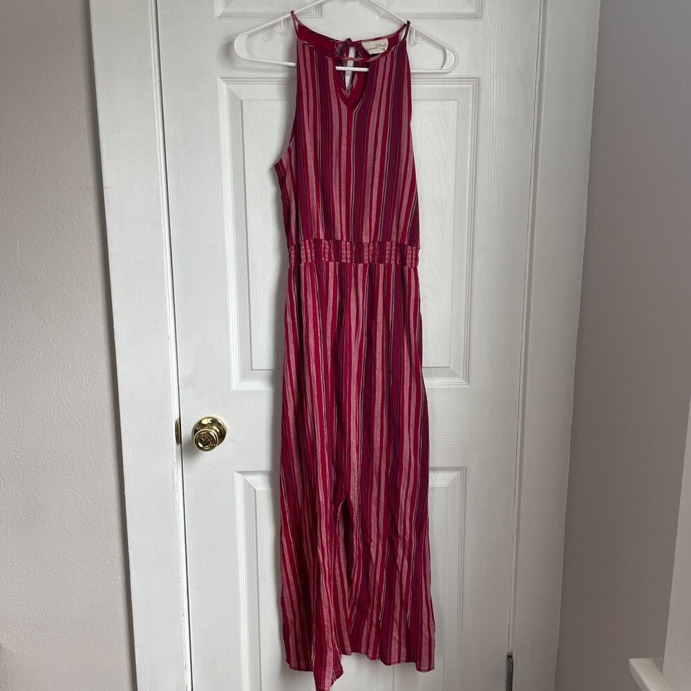 Universal Thread Striped Maxi Dress in Burgundy and Pink